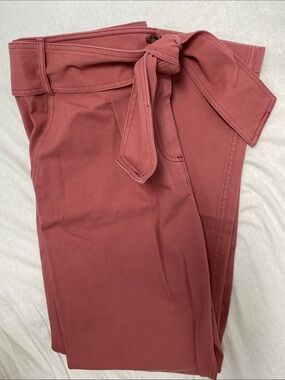 Boden High Rise Cotton Twill Straight Leg Tie Waist Pant